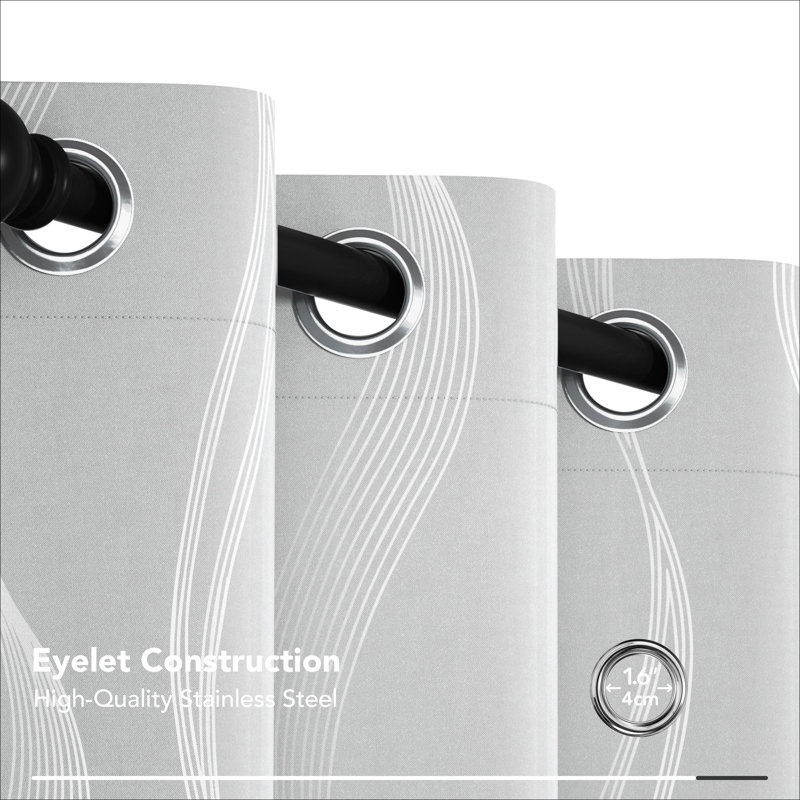 Prewett Super Soft Eyelet Room Darkening Thermal Curtains, Silver Grey, Width 132 x Drop 183cm