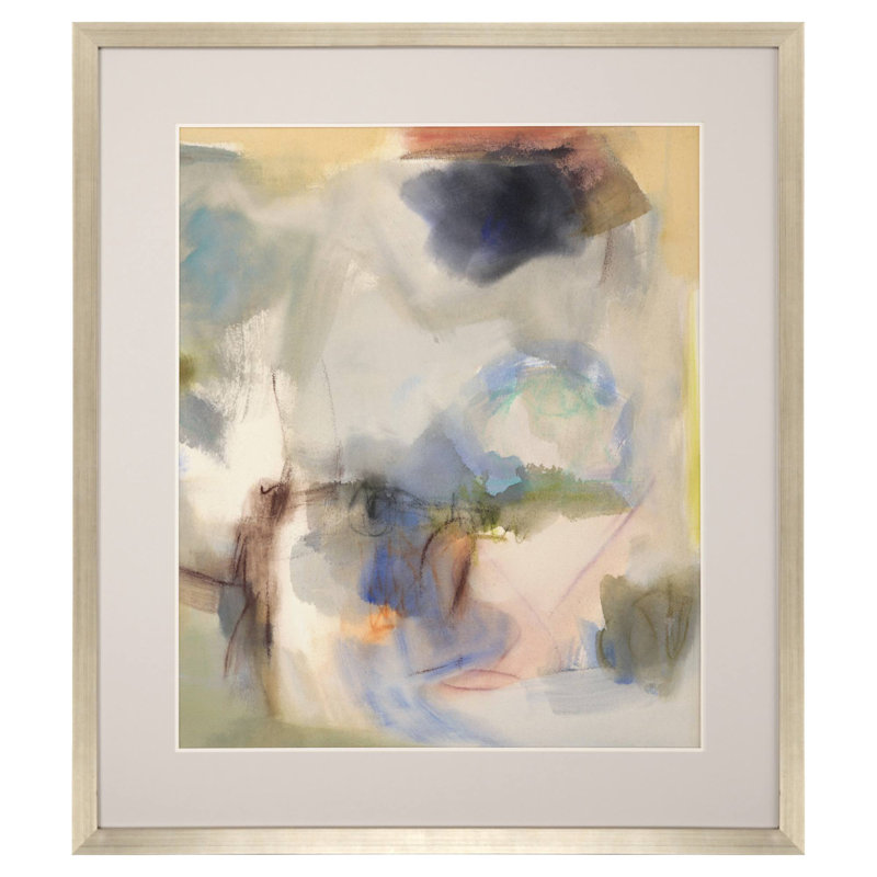 Large Abstract Bird Print with Champagne Wash Frame