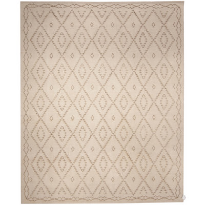 Modern One-of-a-Kind Rectangle 8' X 10' New Age Wool Area Rug in Beige