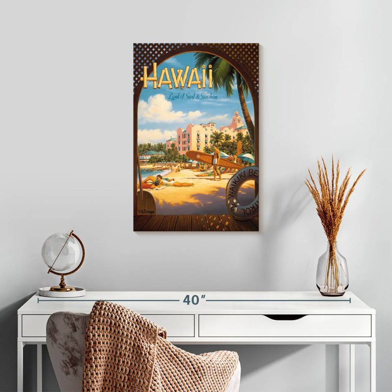 Gillard Hawaii, terre de surf et de soleil, H 24 po x l 16 po