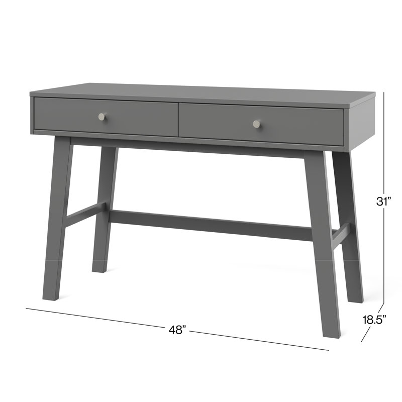Cool Gray Wood Writing Desk with Drawer, 48"