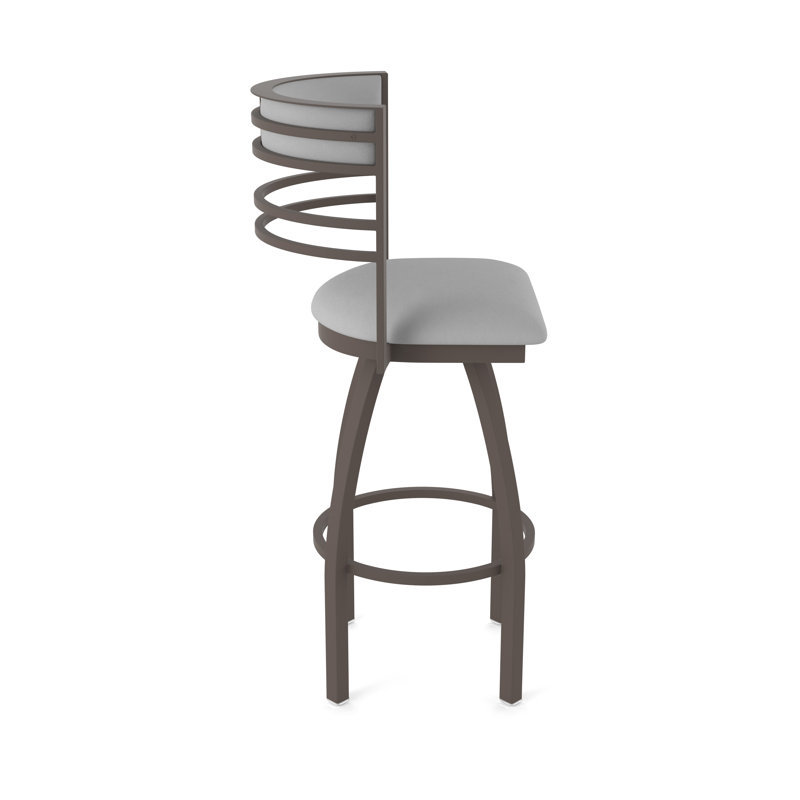 Hunter Swivel Stool, Tabouret de bar (siège d'une hauteur de 30 po), Vinyle - gris galbon Folkstone, Bronze