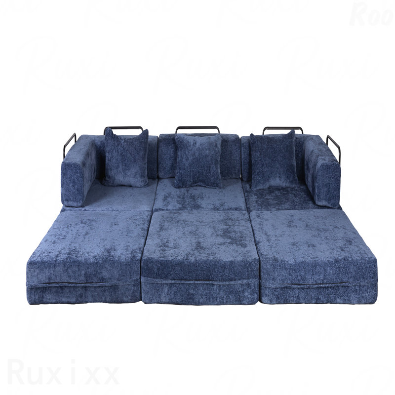 Canapé convertible Chenille, Bleu