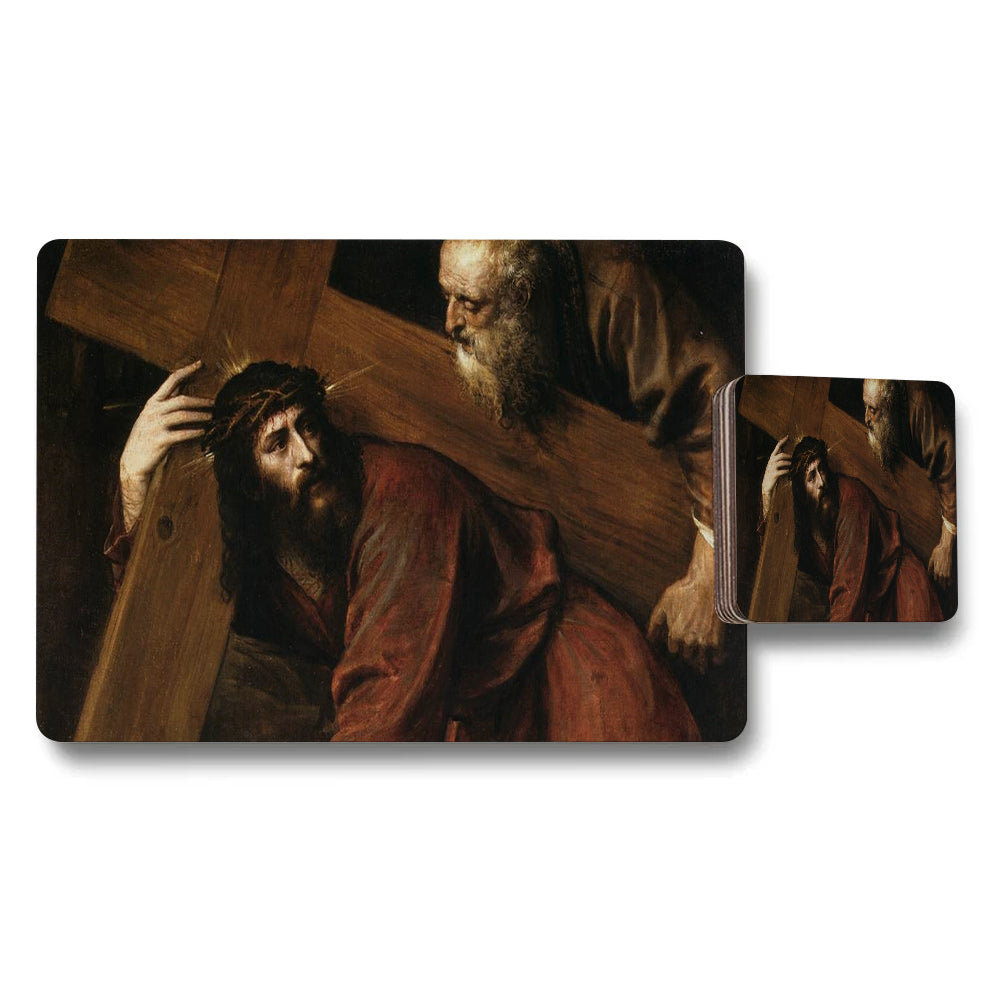 Christ Carrying The Cross Artwork Placemat And Coaster Set