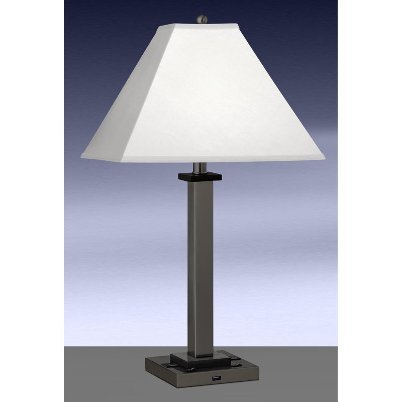 Ensemble de lampe de table 28 "avec connecteur USB et prise à poteau carré en métal