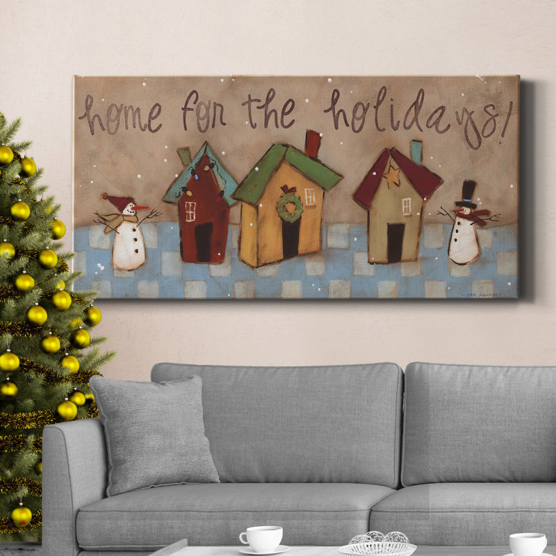 Toile tendue avec châssis de qualité supérieure Home For Holiday - prête à être accrochée, H 40 po x l 20 po x P 1,5 po