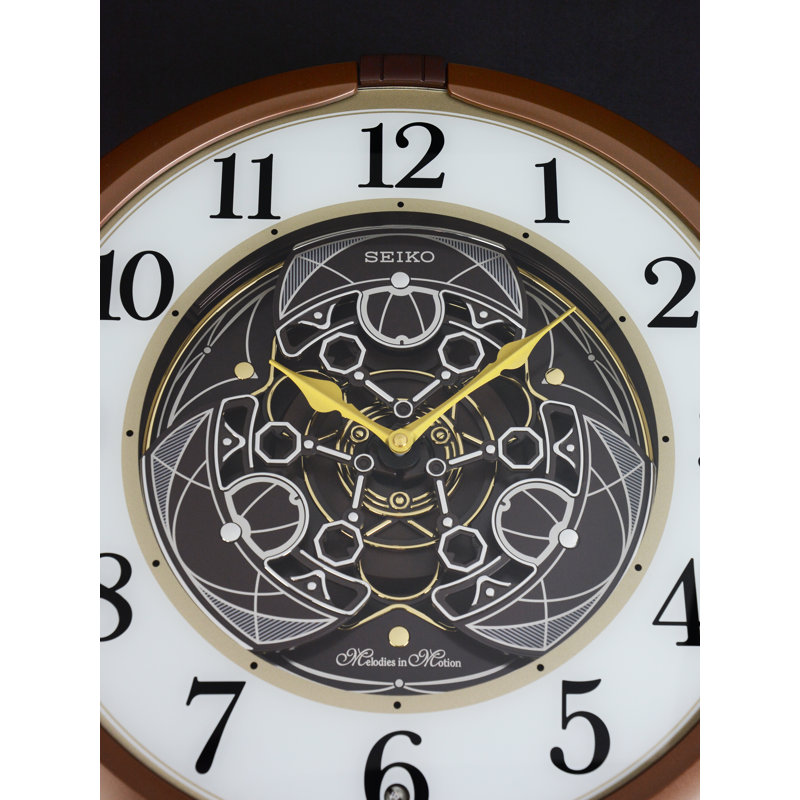 QXM380BRH Melodies In Motion Clock, Metallic Brown
