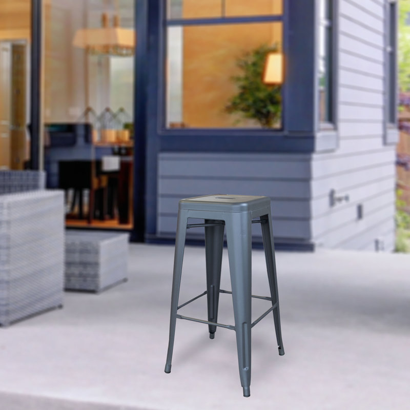 Tabouret bar et de comptoir Itzia, Argent métal, Tabouret de bar (assise de 30 po de hauteur), 20