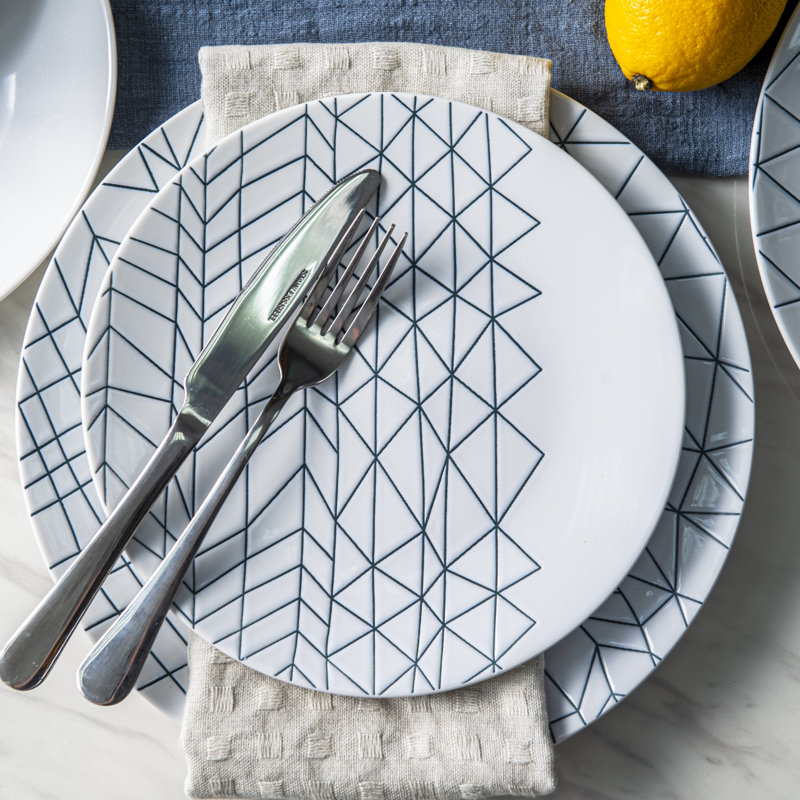 Lasker Ceramic Dinnerware Set 12 Piece - Service for 4