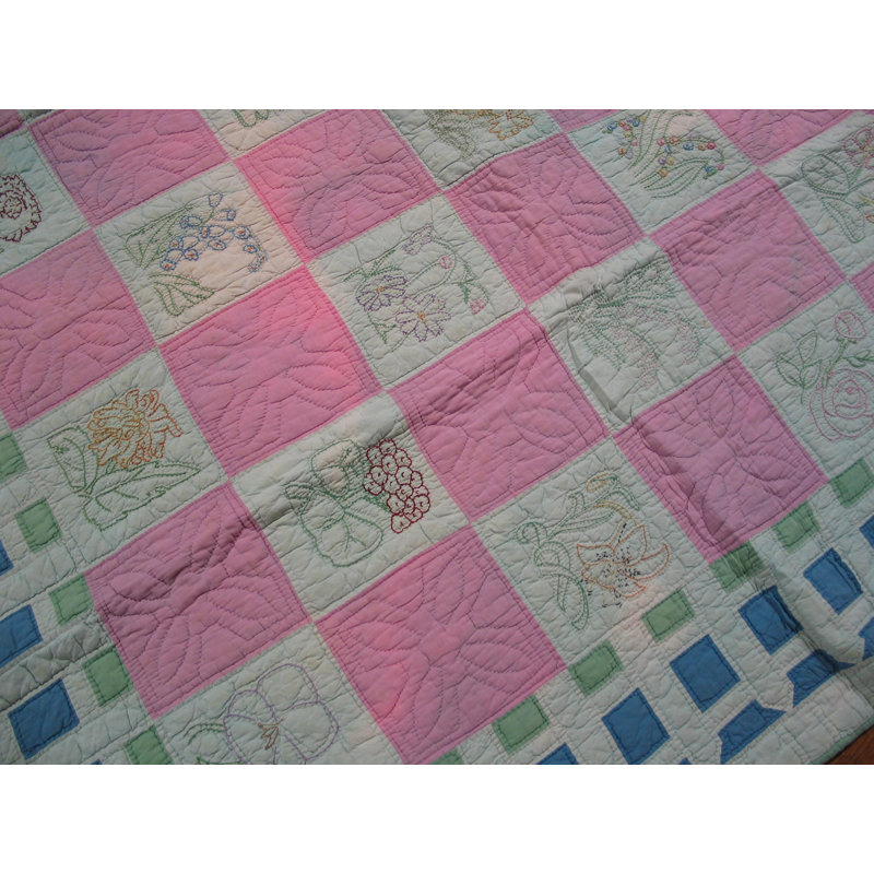 Antique Quilt Small Scatter Size Wool Ivory Rug