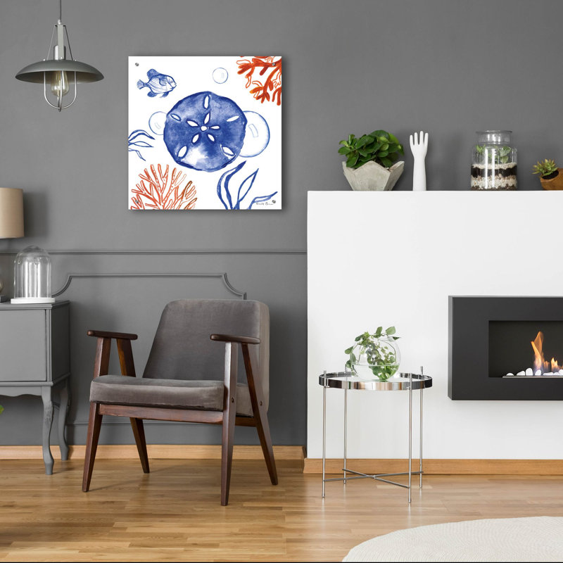 Art mural en verre épique «Coastal Jewels 4» par Farida Zaman, 24 po x 24 po, H 24 po x l 24 po