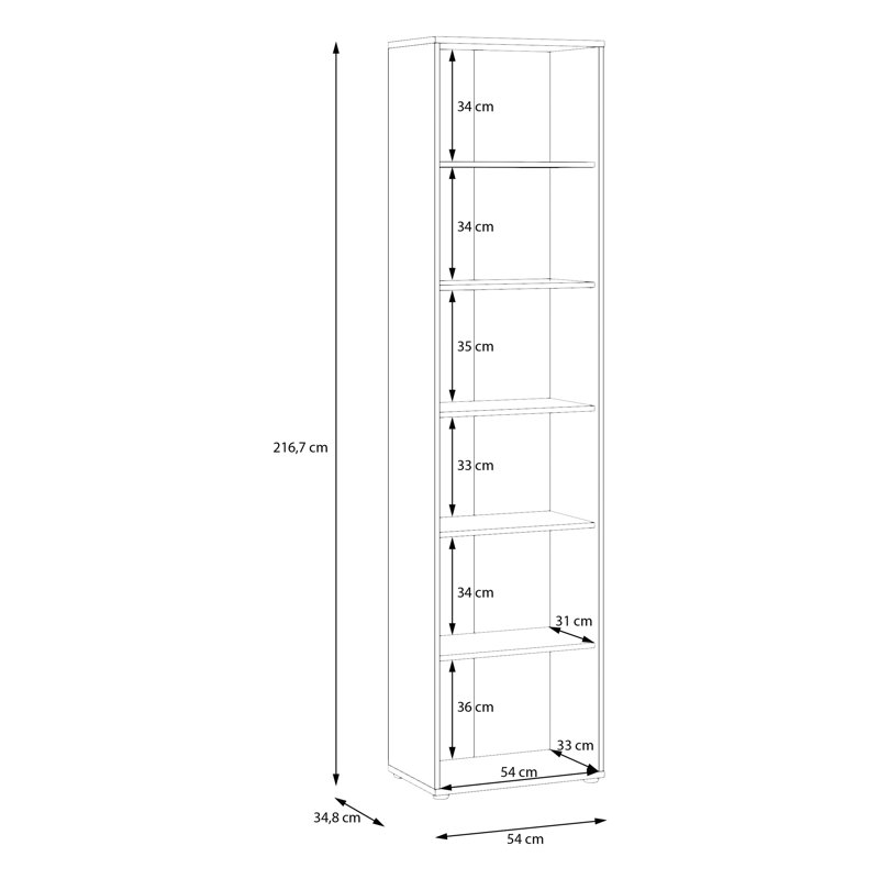Tempra2 Bookcase, 216.7 cm H x 54 cm W x 34.8 cm D x, Beige