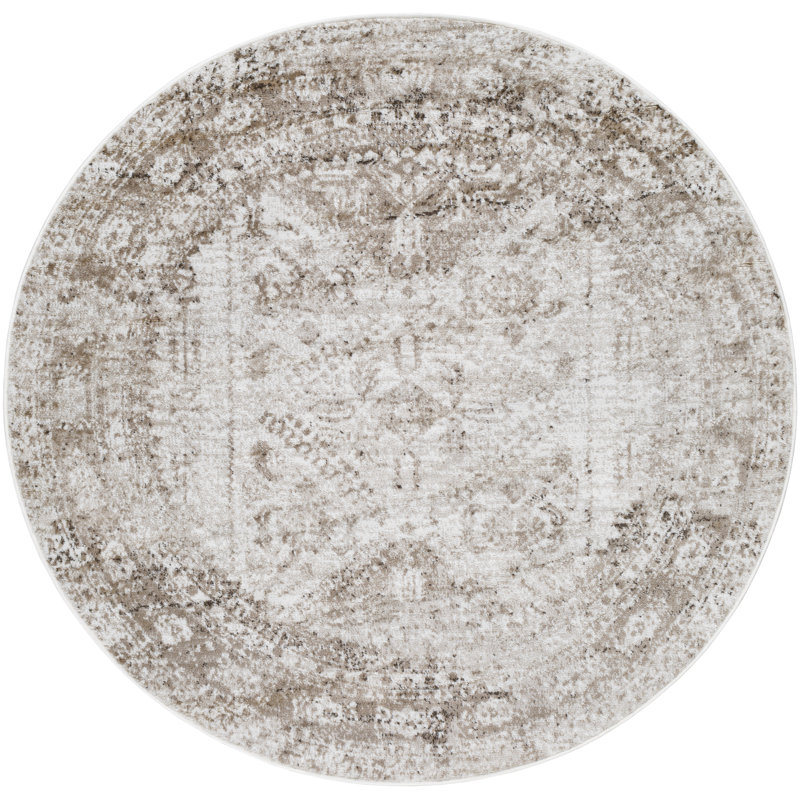 Priston Oriental Brown Area Rug, Round 5'3"