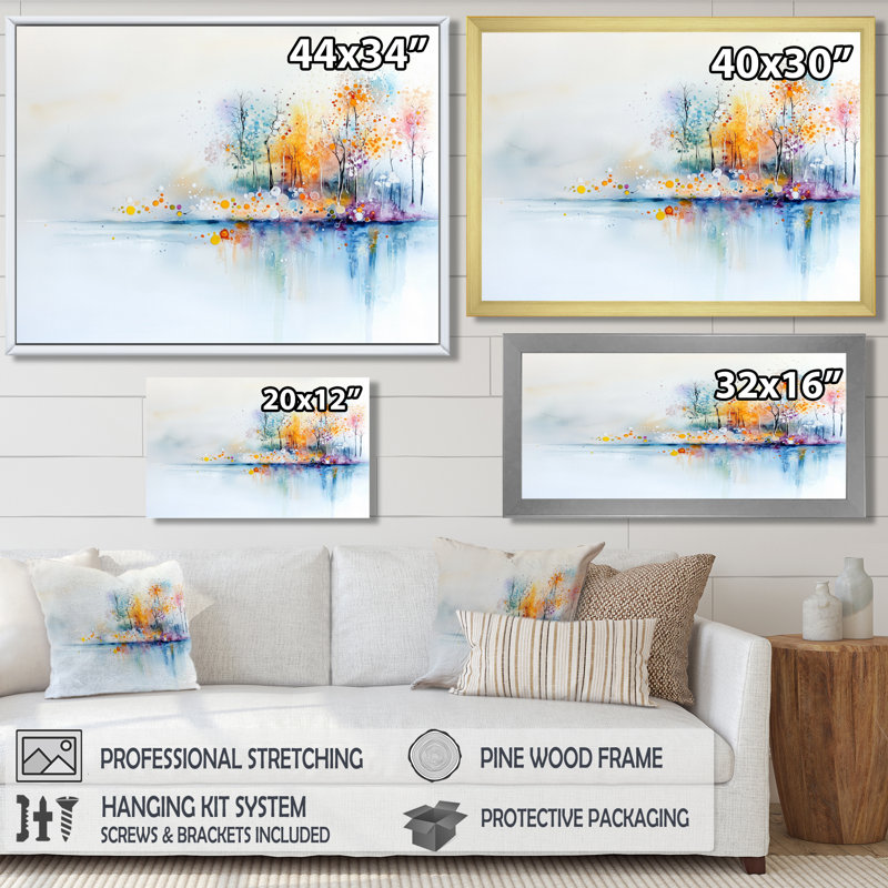 «Lake Eernal Balance In Autumn I», impression d'art mural paysage d'automne, H 24 po x l 32 po, Noir