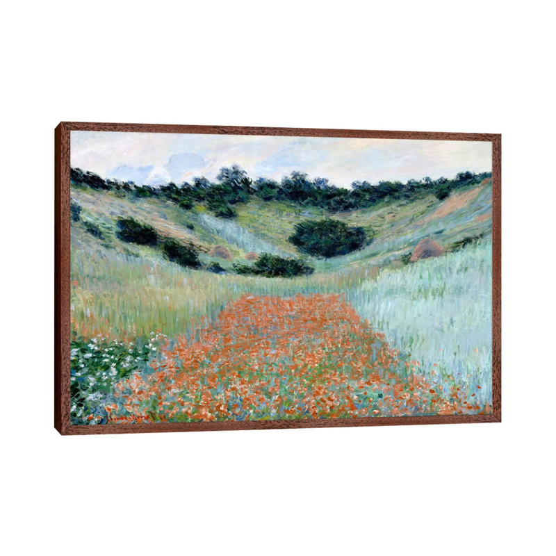 Poppy Field in a Hollow Near Giverny by Claude Monet - 1 Piece Floater Frame Painting on Canvas, 101.6 cm H x 66.04 cm W