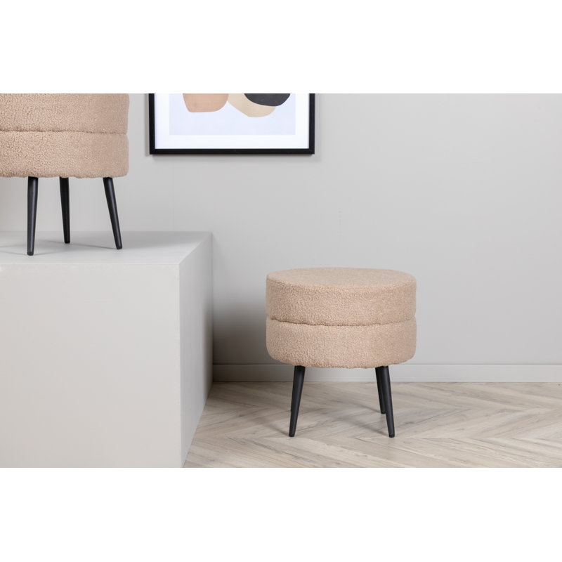 Sprague 40cm Wide Round Ottoman, Beige