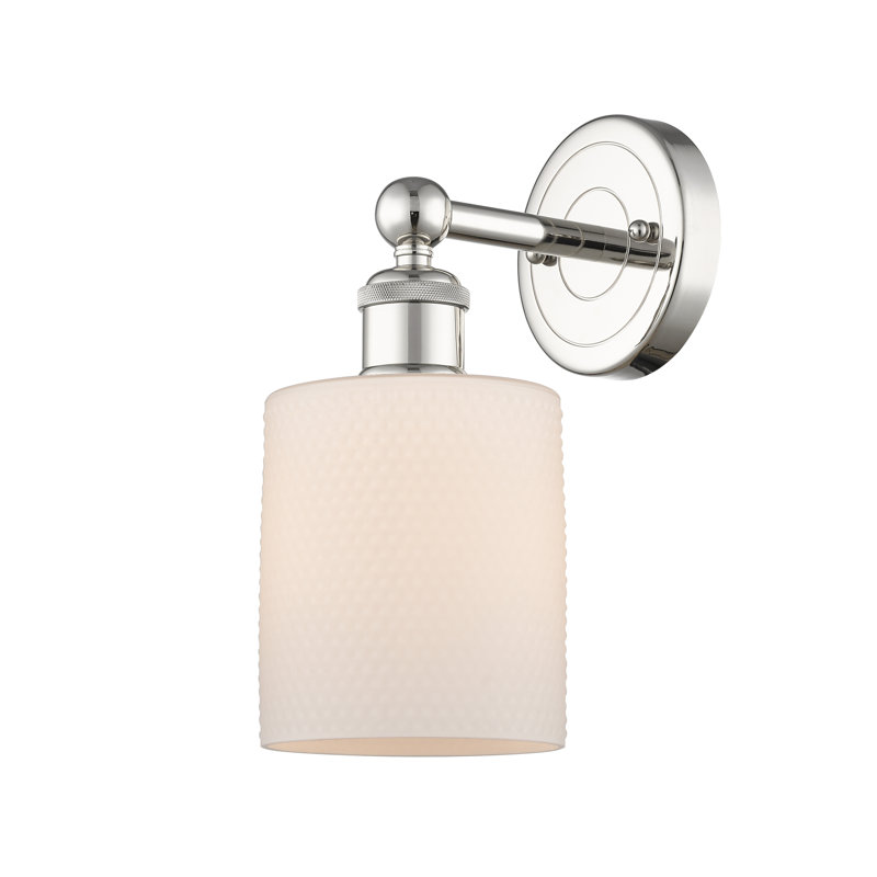 Chilchinbito Armed Sconce, Matte White, Polished Nickel