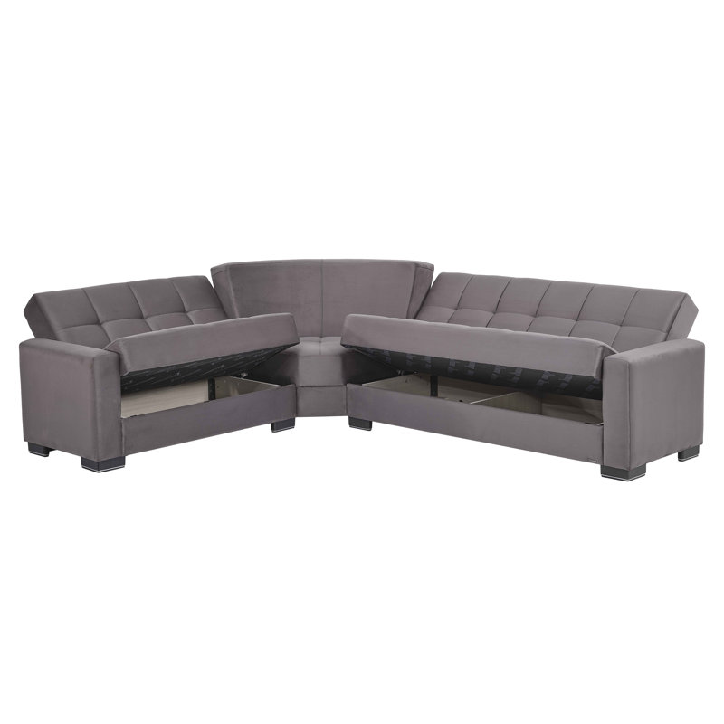  Cailum Legacy 224” Convertible Sectional Sofa Bed with Storage – Firm Support L-Shaped Sleeper Sectional for Small Spaces
