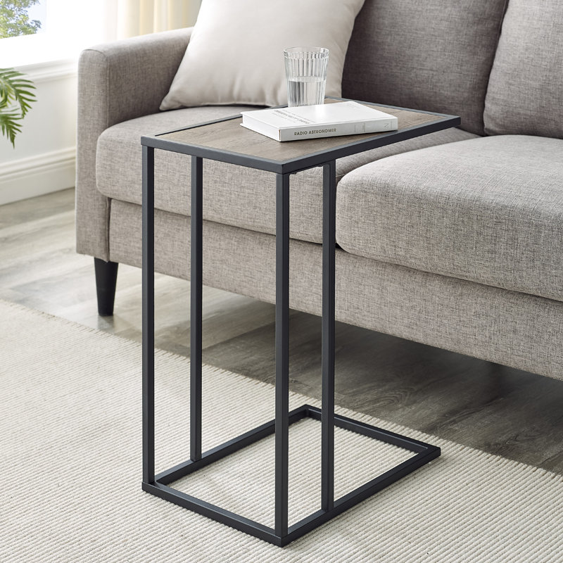 Table de bout moderne asymétrique Marji, Gris délavé/noir