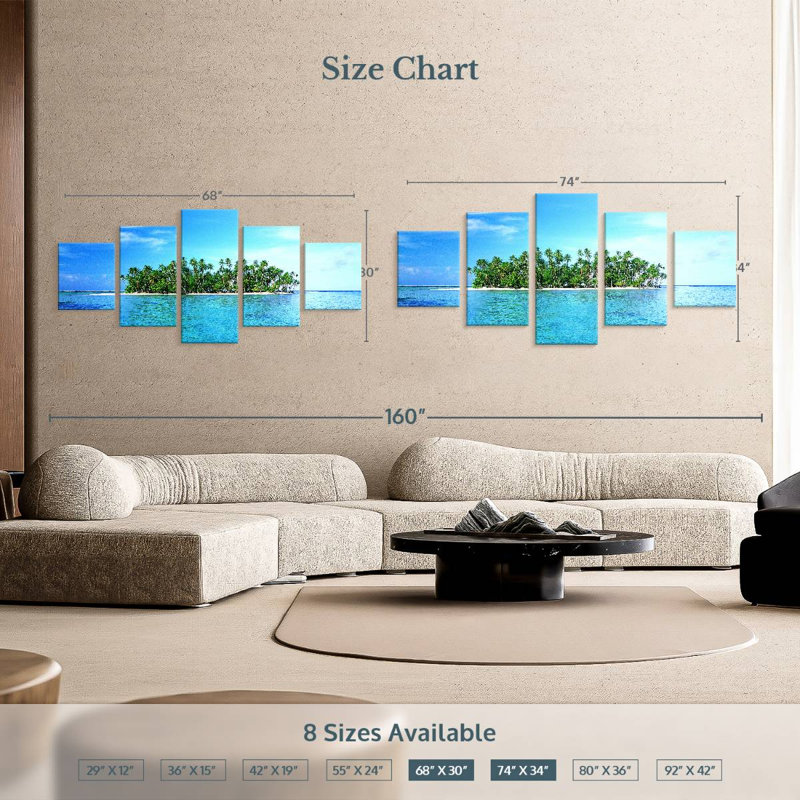 Palm Island Paradise, H 30 po x l 68 po