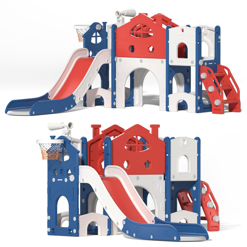 Red and Blue Multi-Functional Kids Climber Slide Playset