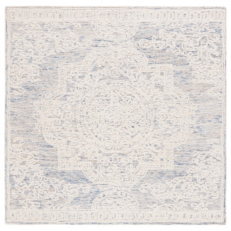 Bergeronnes Abstract Hand Tufted Wool Oriental Rug, Square 6'