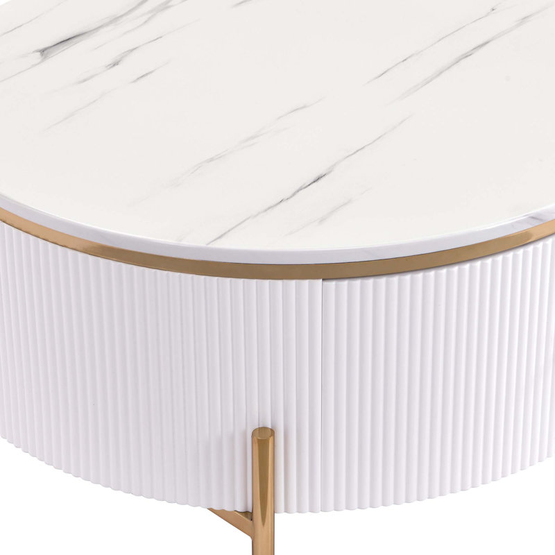  Table basse avec rangement Baadur, Blanc, Blanc cassé