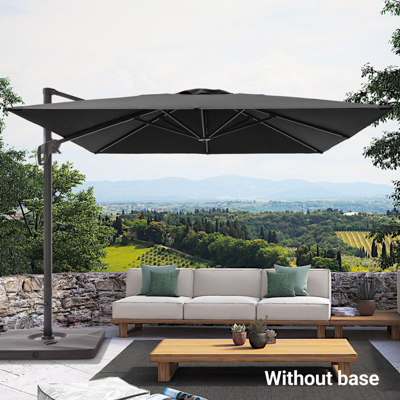Parasol carré en porte-à-faux 9 pi 9 po Ansel, Noir, H 106 po x l 120 po x P 120 po