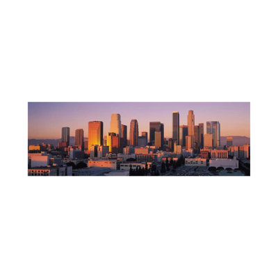 Los Angeles Panoramic Skyline Cityscape (Sunset) 1 Piece Wrapped Canvas Panoramic Wall Art