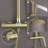 Wall Mount Solid Brass 3-Function Rust-free Outdoor Shower with Handheld Shower with Footwash Spout-91355996