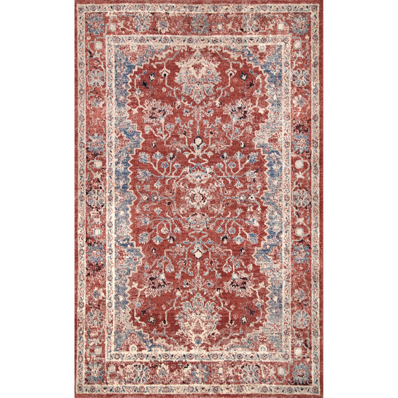 Tapis rouge de style oriental Noell, Rectangle 6 pi 7 po x 9 pi