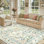 Tapis oriental floral botanique lavable à la machine avec envers antidérapant Kaldi pour le salon, la salle à manger et la chambre à coucher