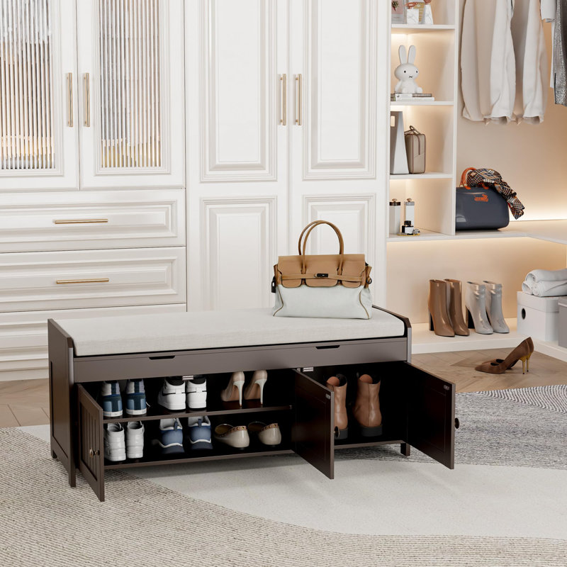 Banc à chaussures 41,3 po avec rangement relevable, Espresso