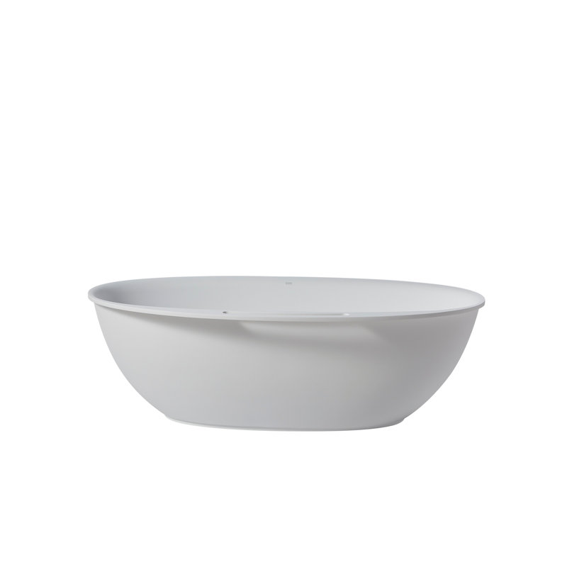 Baignoire de trempage autoportante à surface solide de 63 po en résine de couleur blanche avec bonde en laiton