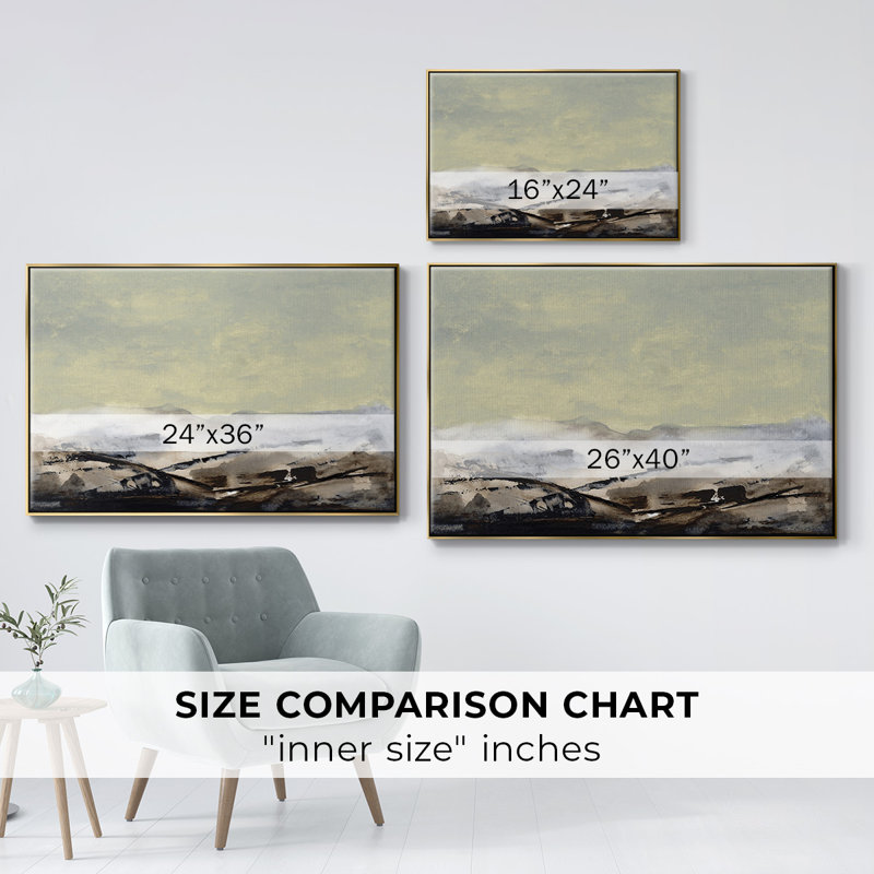 Shanthih I, peinture sur toile encadrée, H 27 po x l 41 po x P 2 po, Encadrement doré