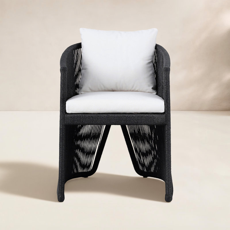 MONDIRA Outdoor Dining Armchair, Faux Black Hyacinth