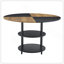 Table de salle à manger circulaire de 47,3 pouces de diamètre avec épissure moderne - rangement double couche, couleur diagonale en bois et noire en forme d'éventail, interprétant l'esthétique et la fonctionnalité de la maison.-472193785