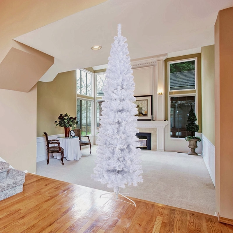 7.5FT Slim Artificial Christmas Tree Includes Foldable Metal Stand, Silver