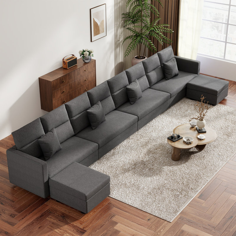 198.4" Modular Sectional Couch With 2 Ottoman,modern Minimalist  Couches, Comfort U Shaped Sofa For Living Room