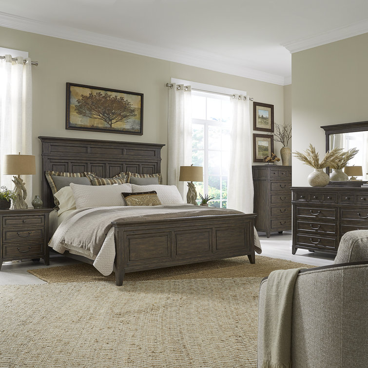King Panel Bed, Dresser & Mirror, Chest, Night Stand