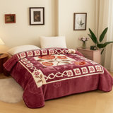 DBOZE Ultra-Soft Korean-Style Blanket – 8 lb. Mink Plush, Queen Size, Floral Design