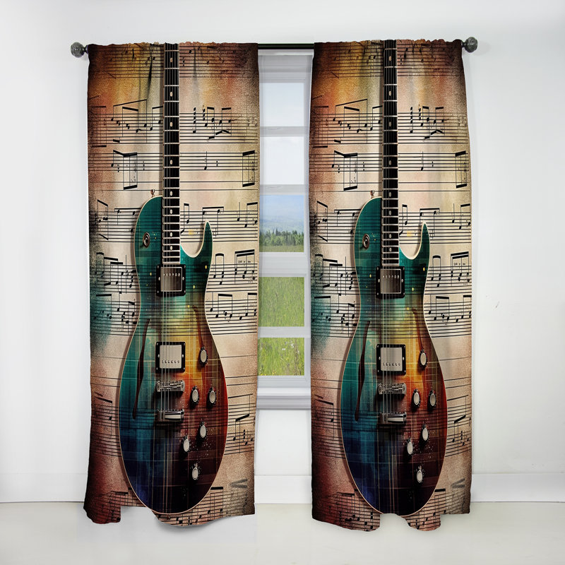 «Play To The Melody» - Rideau de musique occultant moderne - 1 panneau, L 52 po x L 63 po