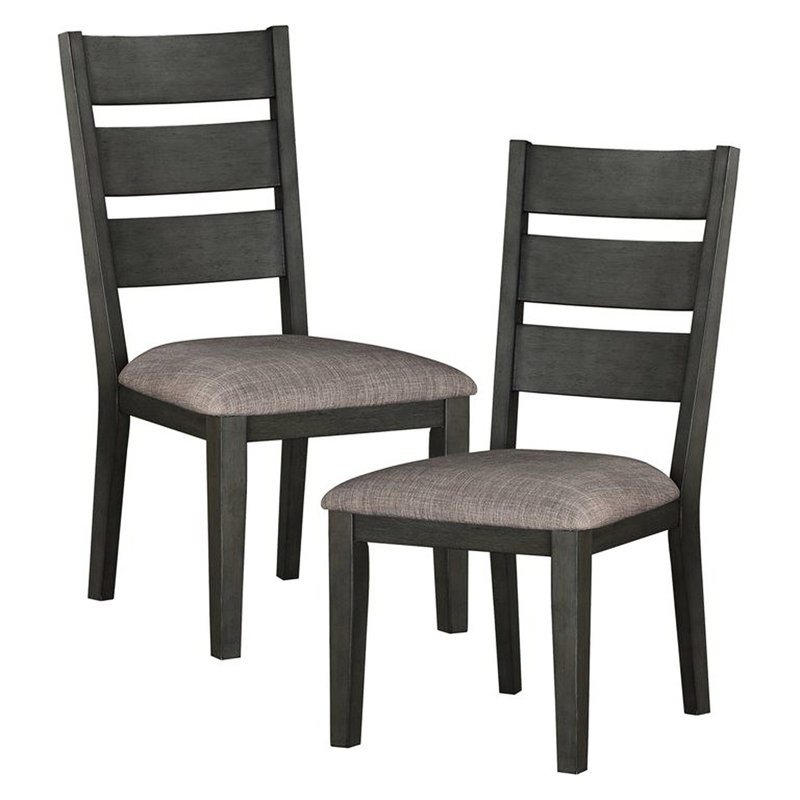 Ensemble de 2 chaises d'appoint transitionnelles avec cadre rembourré en bois et tissu d'aspect décontracté
