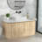 19'' x 13'' White Ceramic Vessel Sink, Modern Rectangular Fluted Bathroom Vanity Sink, Above-Counter Ceramic Lavatory Sink with Vertical Striped Design, Easy to Clean