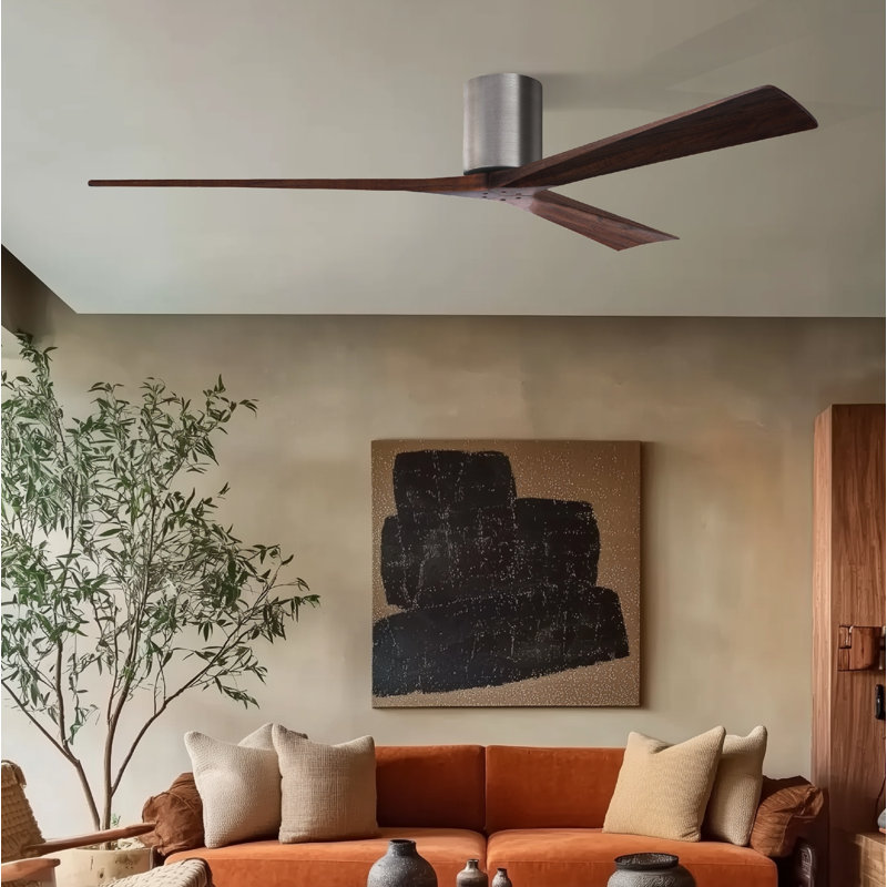 Ventilateur de plafond à 3 pales Olivier, Ton noyer, Étain brossé, 72"