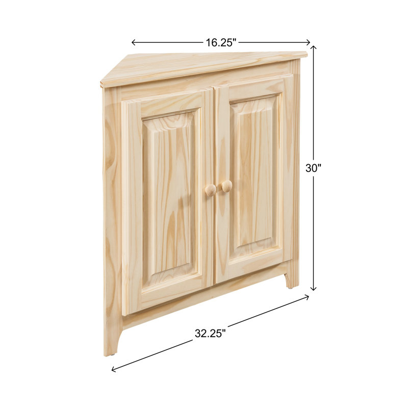 Armoire de coin en bois massif à 2 portes Haelynn