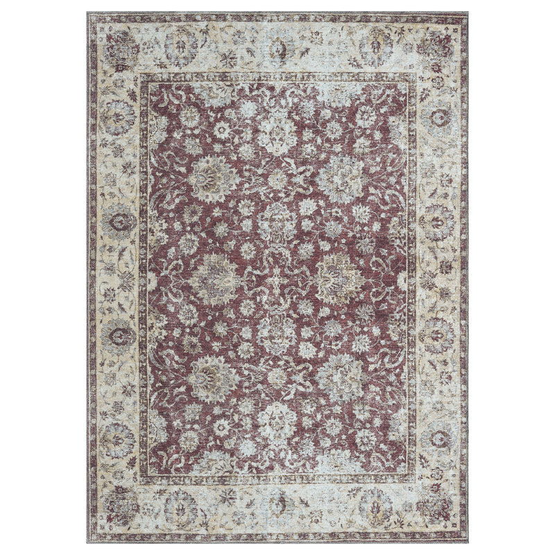 Remington Washable Red Area Rug, Rectangle 2' x 3'