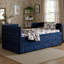 Lit de jour simple avec couchette coulissante et 3 tiroirs de rangement, lit tapissier en chenille-1515473417