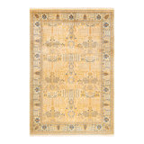 Tapis jaune / bleu / vert noué à la main Veerpal Mogul 6 pi x 8 pi 10 po