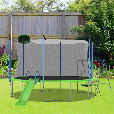 Vandia Round Backyard Trampoline with Safety Enclosure